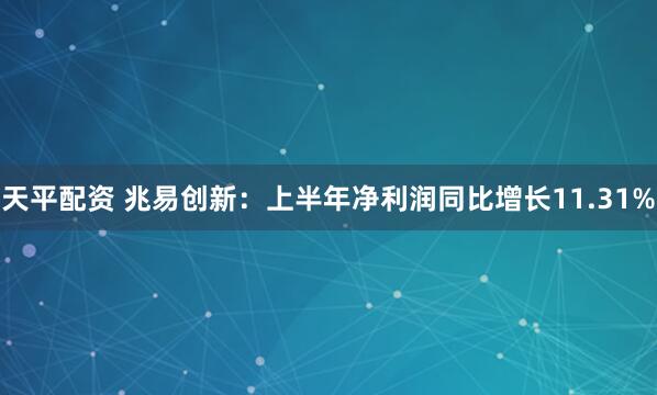 天平配资 兆易创新：上半年净利润同比增长11.31%